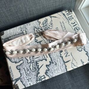 Elegant Pink Lela Rose Belt with Pearl Accents